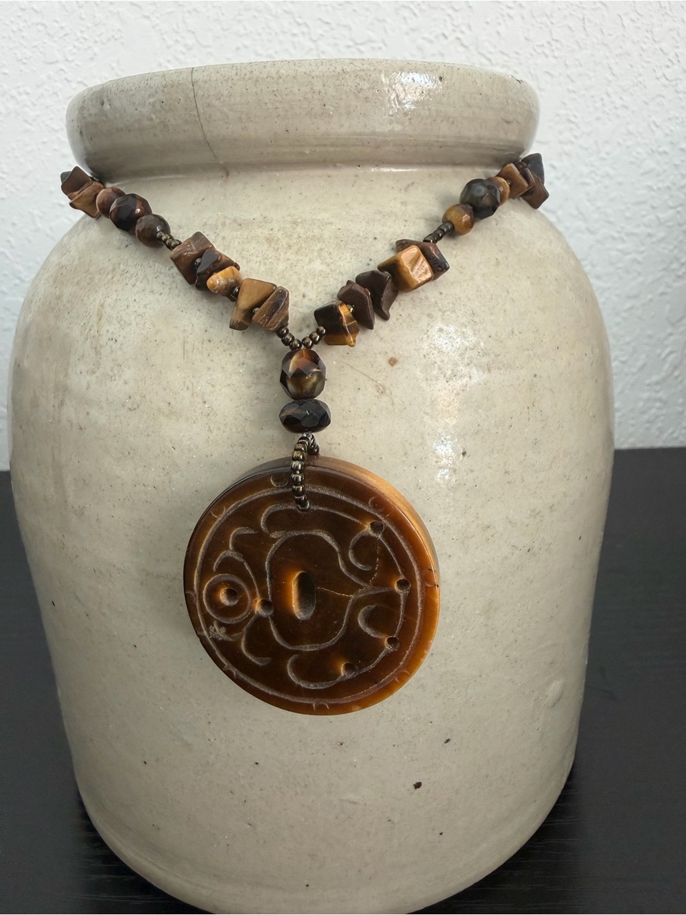 Handcrafted Brown Tiger Eye Pendant Necklace